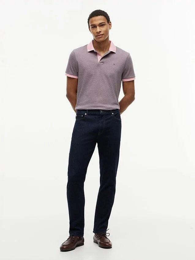 Regular Fit Striped Interlock Polo Regular Fit Striped Interlock Polo