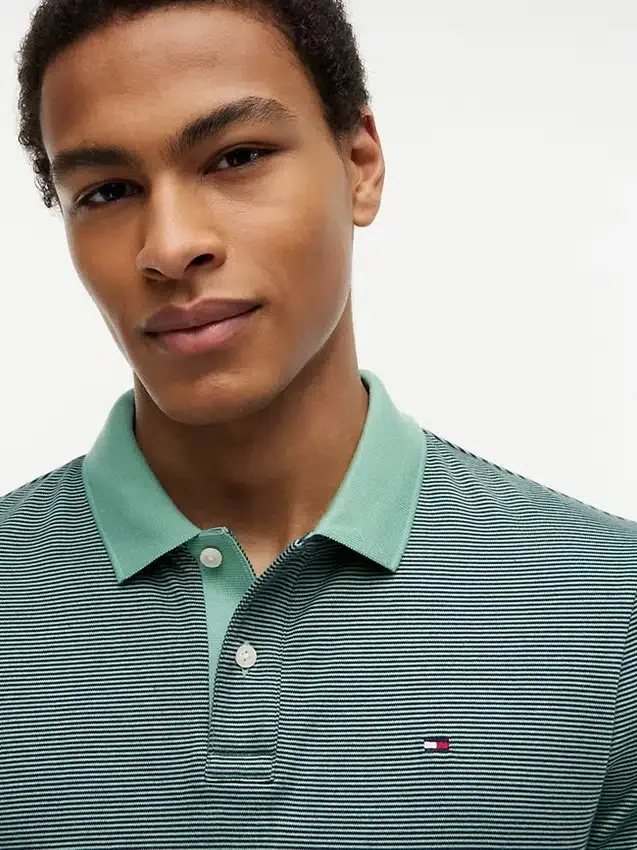 Regular Fit Striped Interlock Polo Regular Fit Striped Interlock Polo