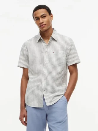 Regular Fit Striped Linen-Blend Shirt