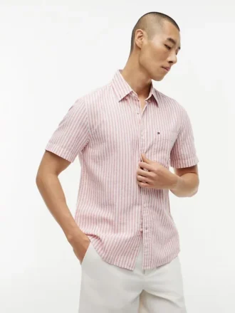 Regular Fit Striped Linen-Blend Shirt