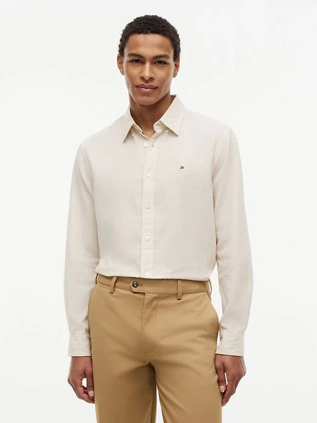 Regular Fit Striped Linen-Blend Shirt Regular Fit Striped Linen-Blend Shirt