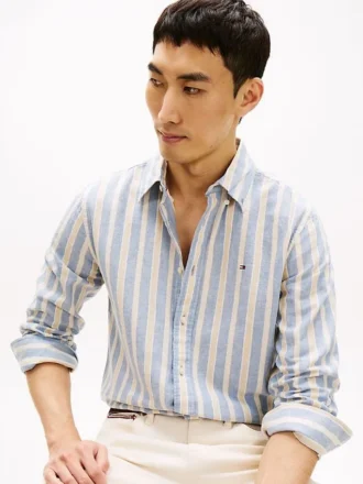 Regular Fit Striped Linen-Blend Shirt