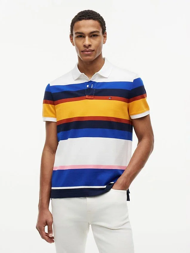 Regular Fit Striped Pique Polo Regular Fit Striped Pique Polo