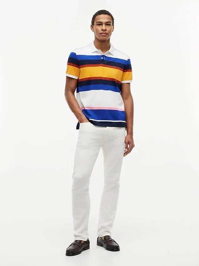 Regular Fit Striped Pique Polo Regular Fit Striped Pique Polo