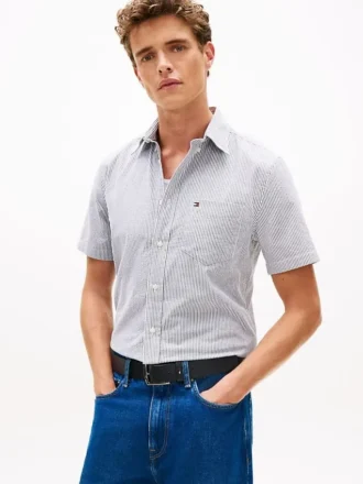 Regular Fit Striped Seersucker Shirt