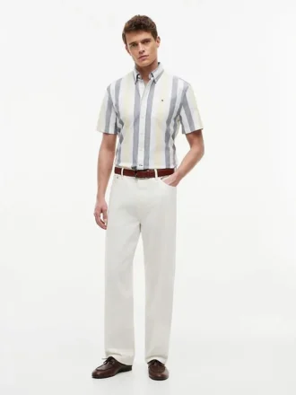Regular Fit Striped Stretch Oxford Shirt