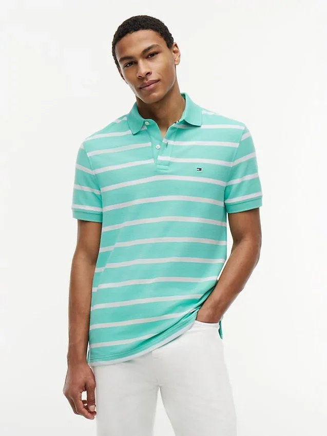 Regular Fit Striped Wicking Polo Regular Fit Striped Wicking Polo
