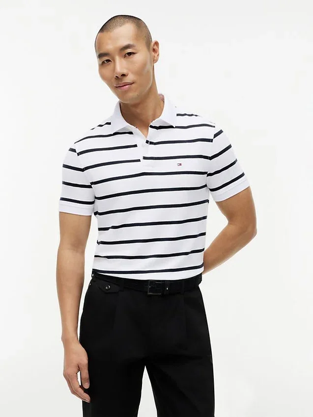 Regular Fit Striped Wicking Polo Regular Fit Striped Wicking Polo