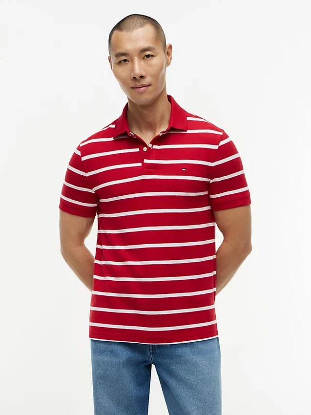 Regular Fit Striped Wicking Polo Regular Fit Striped Wicking Polo
