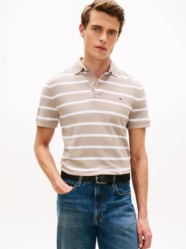 Regular Fit Striped Wicking Polo Regular Fit Striped Wicking Polo