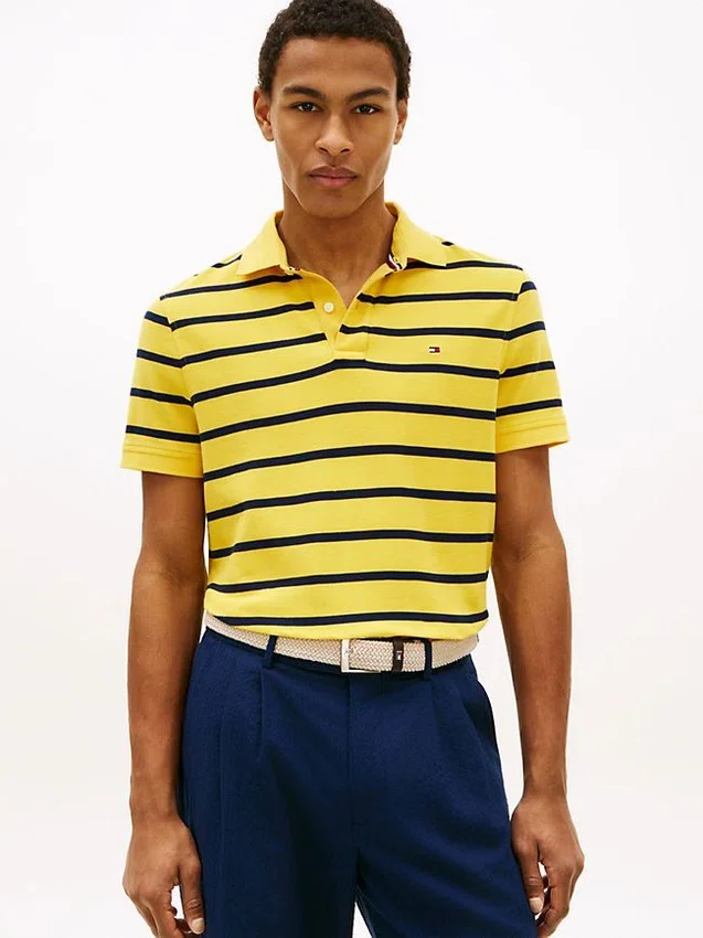 Regular Fit Striped Wicking Polo Regular Fit Striped Wicking Polo