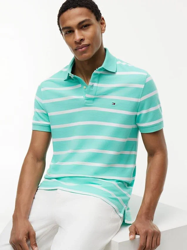 Regular Fit Striped Wicking Polo Regular Fit Striped Wicking Polo