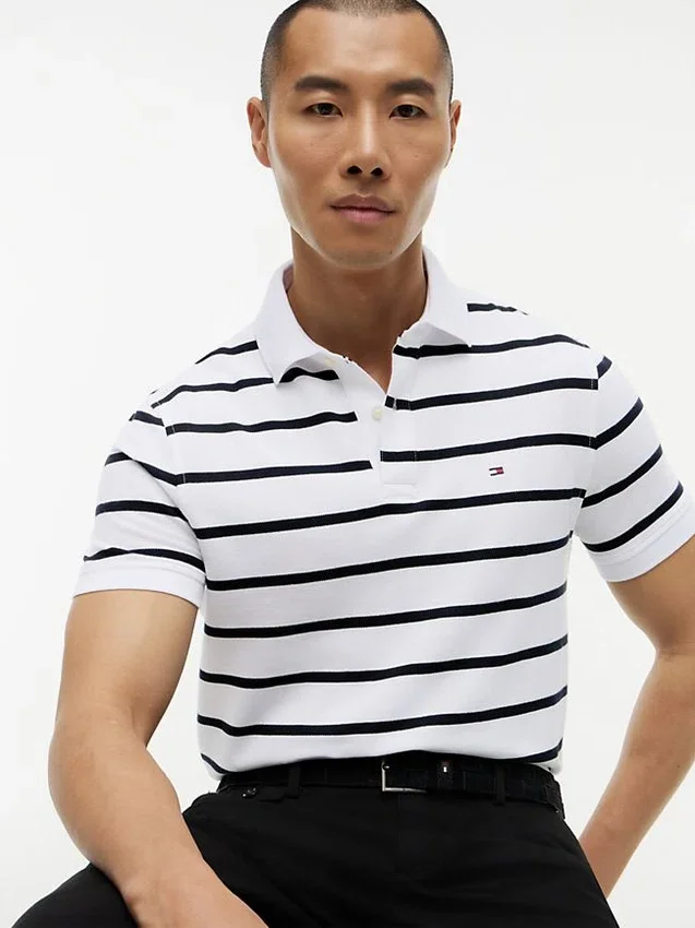 Regular Fit Striped Wicking Polo Regular Fit Striped Wicking Polo