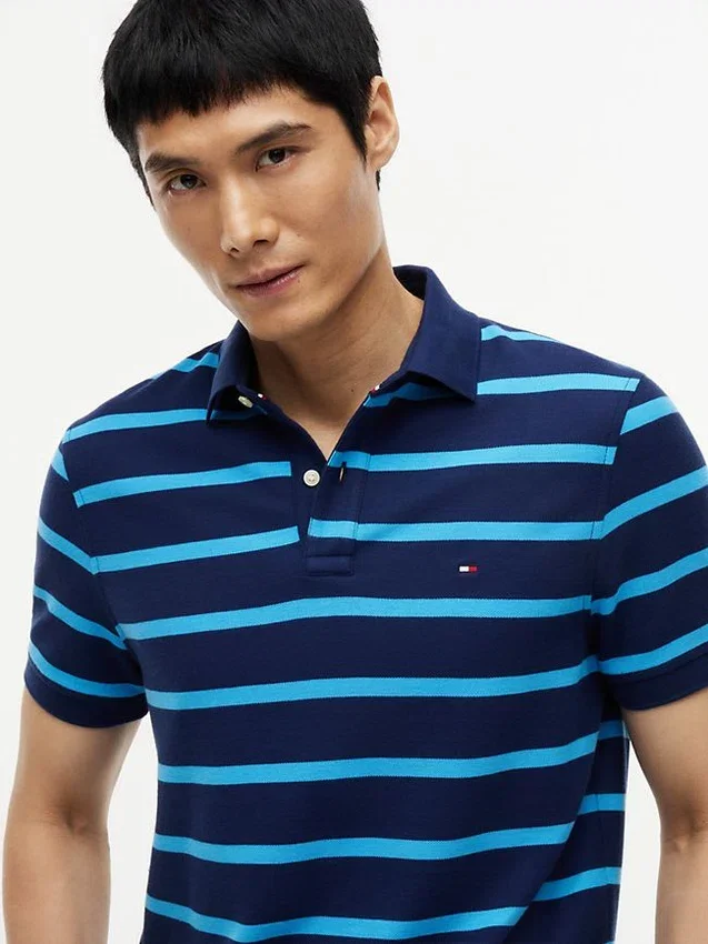 Regular Fit Striped Wicking Polo Regular Fit Striped Wicking Polo