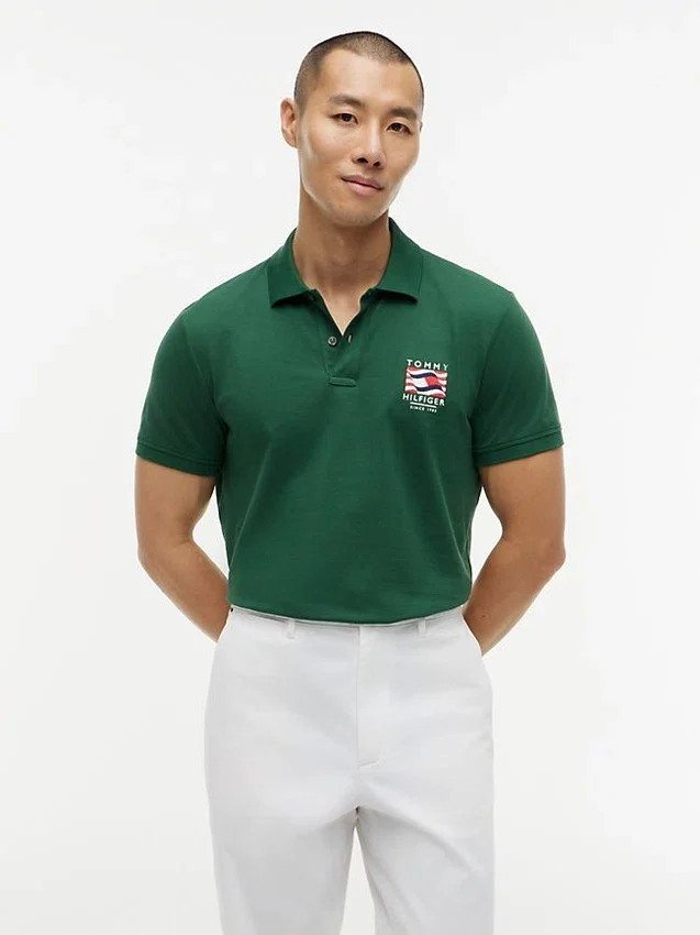 Regular Fit Wavy Flag Smooth Cotton Polo Regular Fit Wavy Flag Smooth Cotton Polo