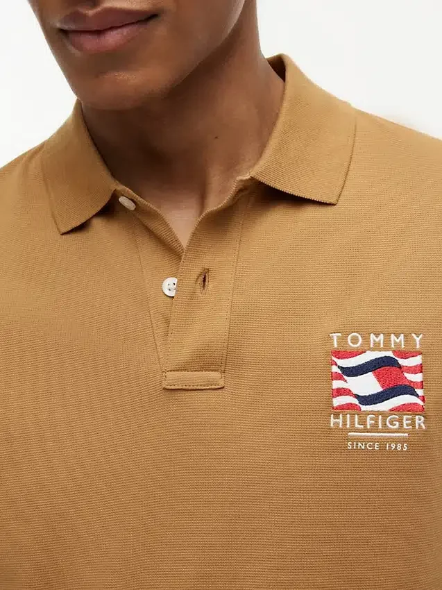 Regular Fit Wavy Flag Smooth Cotton Polo Regular Fit Wavy Flag Smooth Cotton Polo