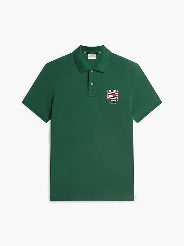 Regular Fit Wavy Flag Smooth Cotton Polo Regular Fit Wavy Flag Smooth Cotton Polo