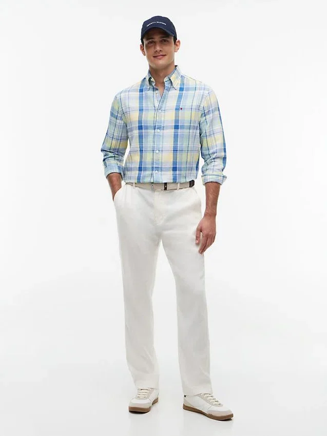 Regular Madras Check Linen-Blend Shirt Regular Madras Check Linen-Blend Shirt