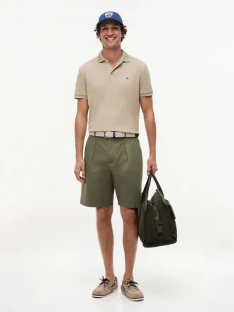 Relaxed Cotton-Linen Blend Chino Short