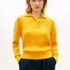 Relaxed Fit Cable Knit Sweater Polo