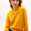 Relaxed Fit Cable Knit Sweater Polo