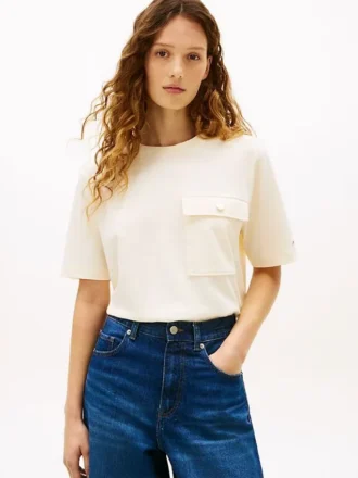 Relaxed Fit Gold-Button Pocket T-Shirt
