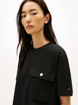 Relaxed Fit Gold-Button Pocket T-Shirt