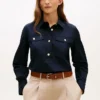 Relaxed Fit Gold-Button Poplin Shirt