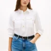 Relaxed Fit Gold-Button Poplin Shirt