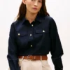 Relaxed Fit Gold-Button Poplin Shirt