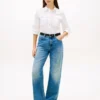 Relaxed Fit Gold-Button Poplin Shirt