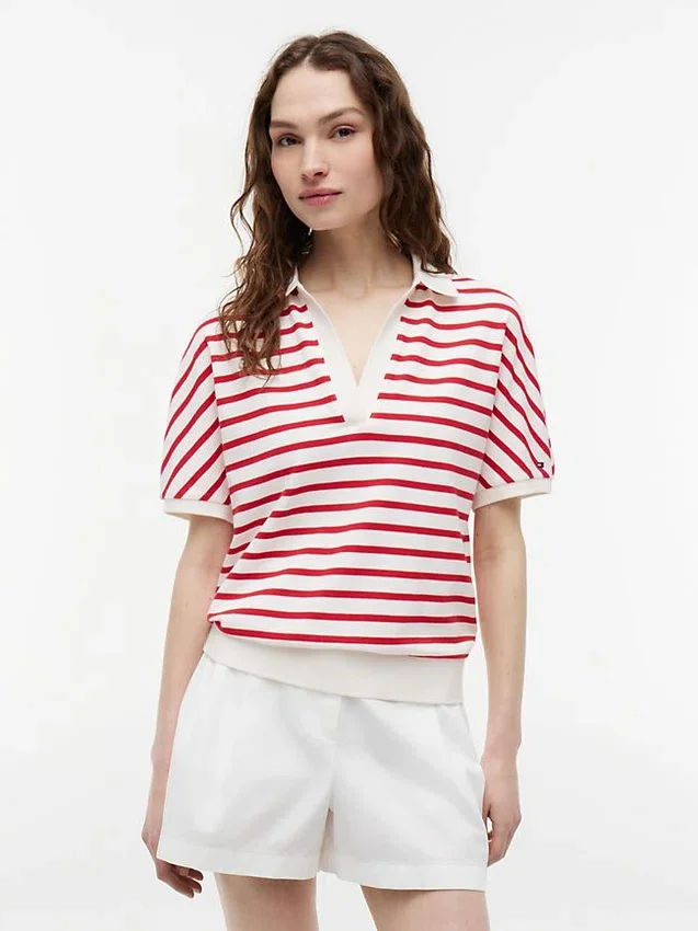 Relaxed Fit Heathered Stripe Polo Relaxed Fit Heathered Stripe Polo