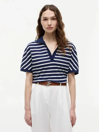 Relaxed Fit Heathered Stripe Polo