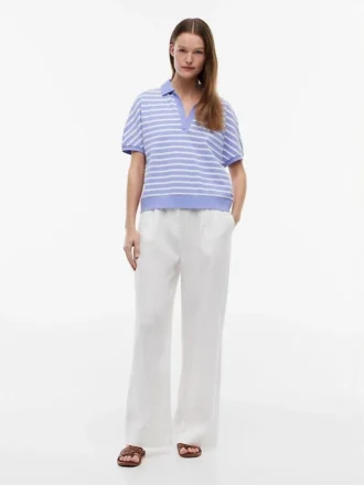 Relaxed Fit Heathered Stripe Polo