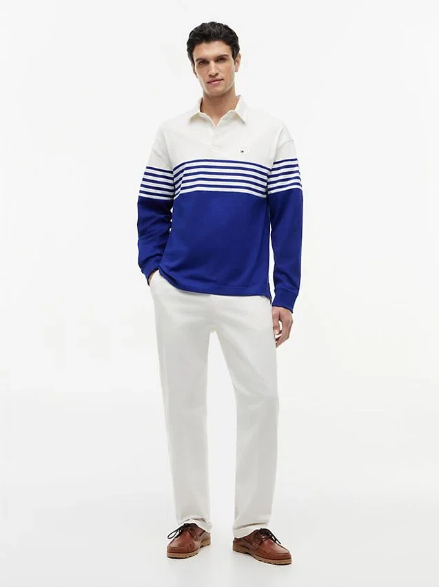Relaxed Fit Long-Sleeve Colorblock Polo Relaxed Fit Long-Sleeve Colorblock Polo
