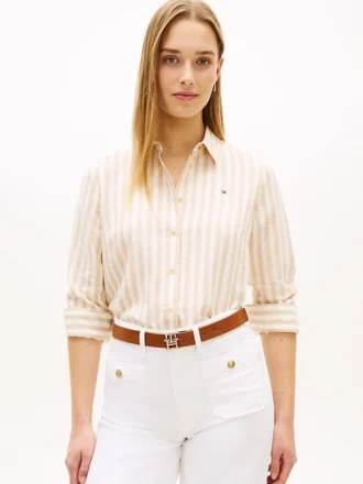 Relaxed Fit Stripe Linen-Blend Shirt