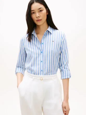 Relaxed Fit Stripe Linen-Blend Shirt