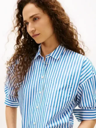 Relaxed Stripe Poplin Shirt