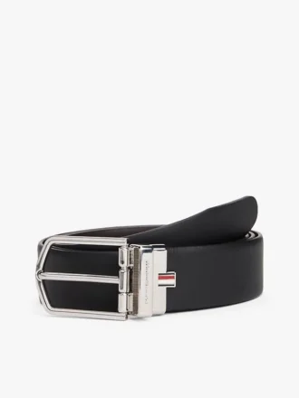 Round Buckle Reversible Leather Belt