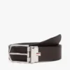 Round Buckle Reversible Leather Belt