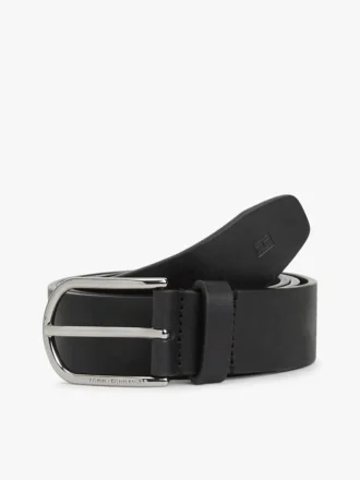Round Buckle Smooth Leather Belt
