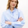 Ruffle Trim Cropped Oxford Shirt Ruffle Trim Cropped Oxford Shirt