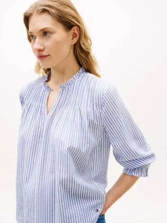 Ruffle-Trimmed Pintuck Voile Shirt