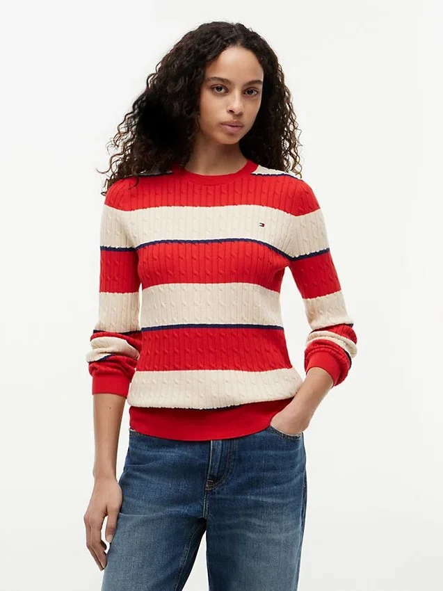 Rugby Stripe Cable Knit Sweater Rugby Stripe Cable Knit Sweater