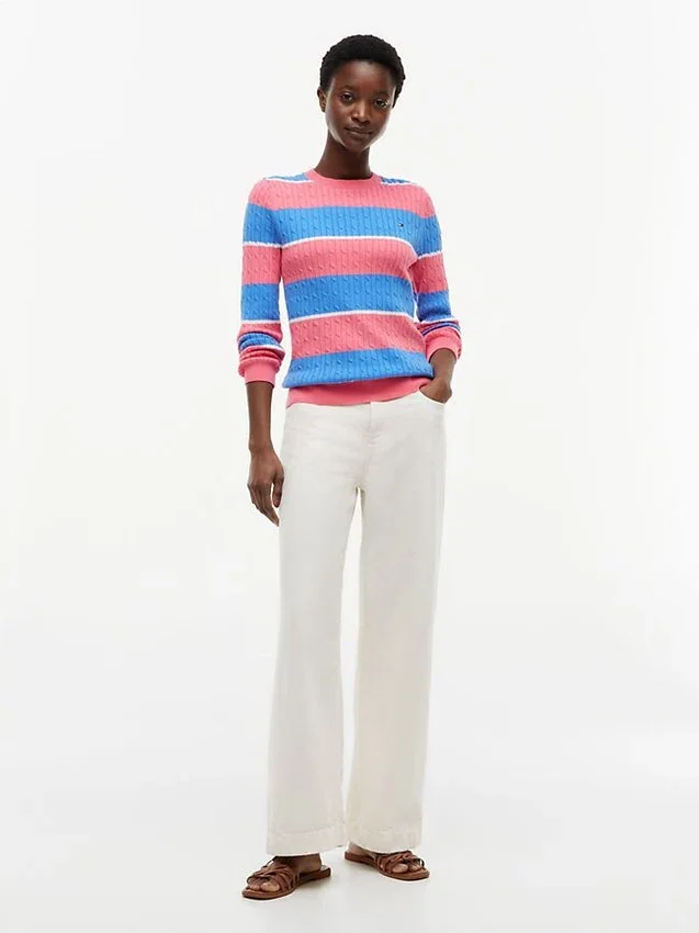 Rugby Stripe Cable Knit Sweater Rugby Stripe Cable Knit Sweater