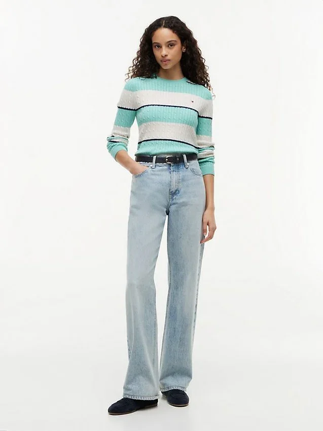 Rugby Stripe Cable Knit Sweater Rugby Stripe Cable Knit Sweater