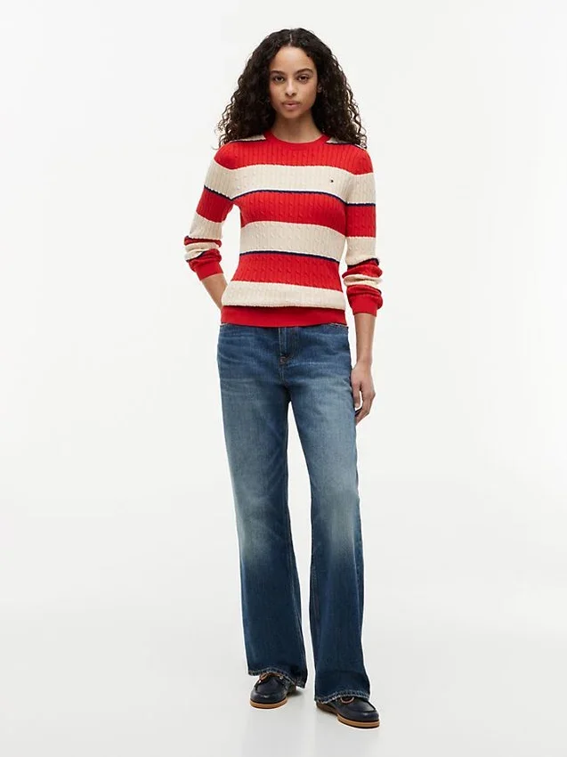 Rugby Stripe Cable Knit Sweater Rugby Stripe Cable Knit Sweater