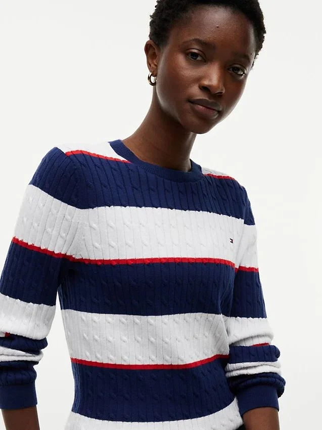 Rugby Stripe Cable Knit Sweater Rugby Stripe Cable Knit Sweater