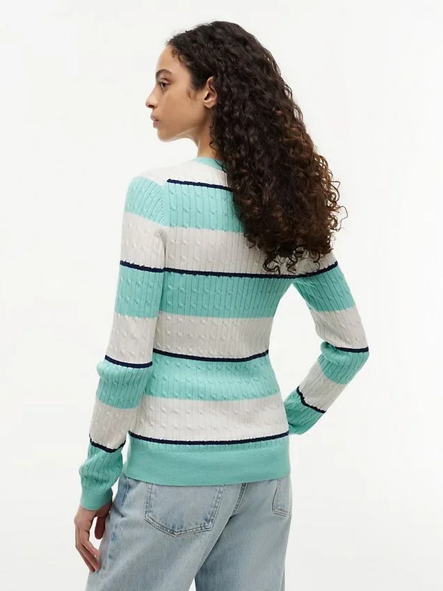 Rugby Stripe Cable Knit Sweater Rugby Stripe Cable Knit Sweater