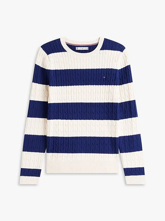 Rugby Stripe Cable Knit Sweater Rugby Stripe Cable Knit Sweater